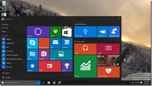 windows start menu