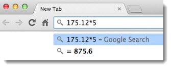 Google Chrome Omnibox - math calculations