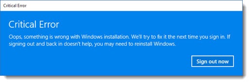 Windows 10 - upgrade critical error