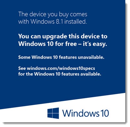 Windows 10 - upgrade sticker from Windows 8.1