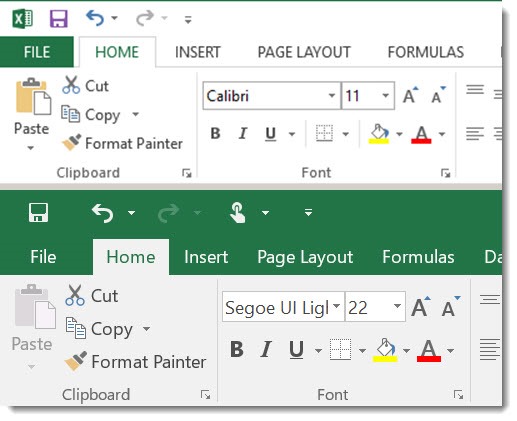 Office programs - compare 2013 & 2016 ribbons