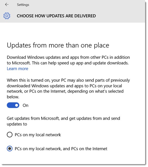 Windows 10 - turn off windows update delivery optimization