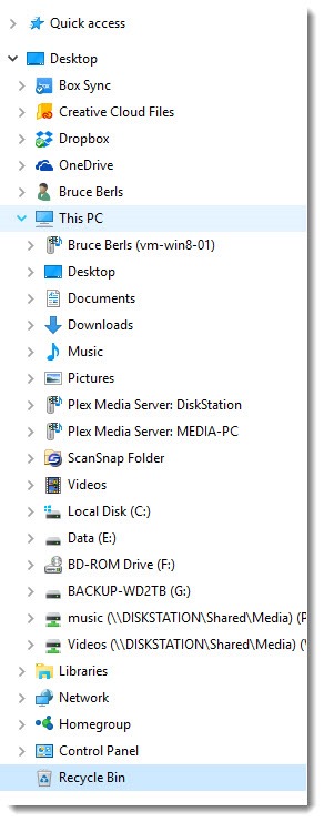 Windows 10 - File Explorer navigation pane