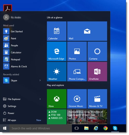 Windows 10 Start menu