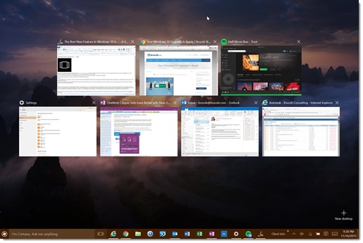 Windows 10 Task View - fullscreen view