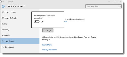 Windows 10 - Find My Device