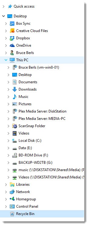 Windows 10 - cluttered navigation pane in File Explorer