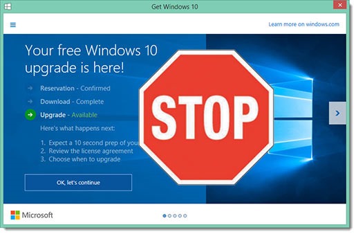 Windows 10 - use GWX Control Panel to disable upgrade notices