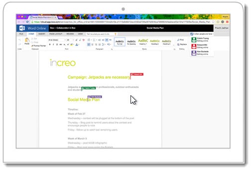 Real-time co-authoring in Box for Office Online