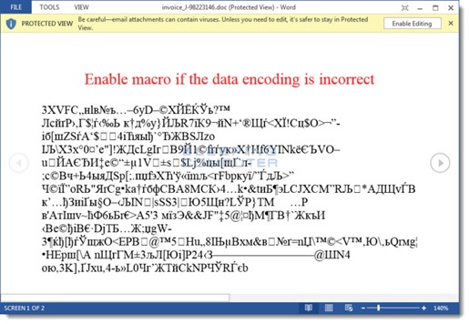 Locky malware - document with macro virus