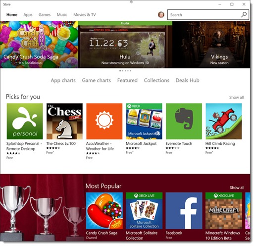 Windows Store - the front page