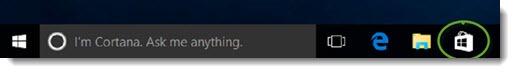 Windows 10 Store on taskbar