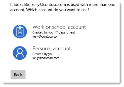 Microsoft login - work or school account vs personal account
