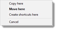 Context menu for right-click drag and drop