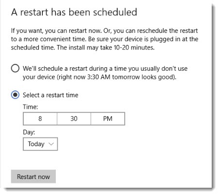 Windows 10 - scheduled restart