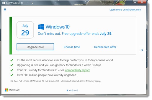 Windows 10 upgrade notice - now with option to decline