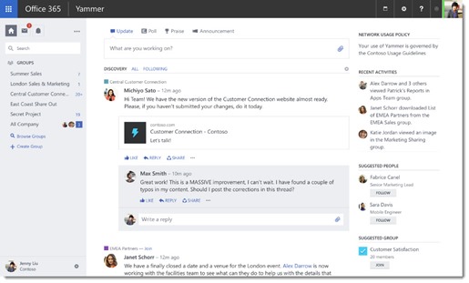 Yammer screen shot