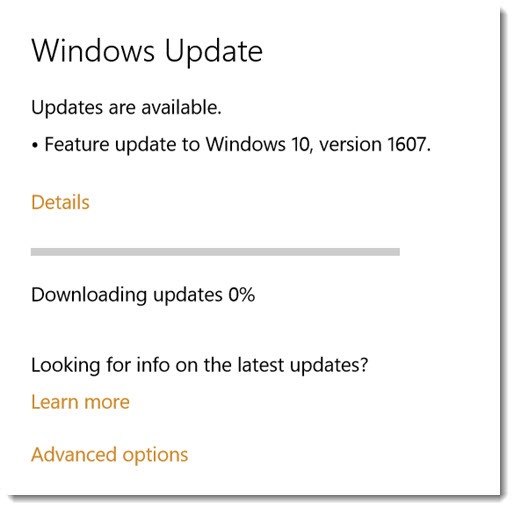 Windows 10 Anniversary Update - Feature update to build 1607