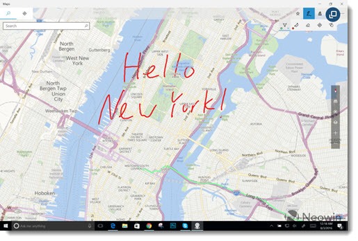 Windows 10 Ink markup on Microsoft Maps