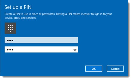 Windows 10 - setting up a PIN