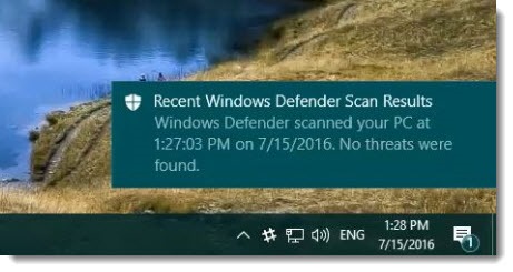 Windows Defender - enhanced notifications