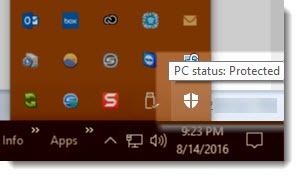 Windows Defender taskbar icon