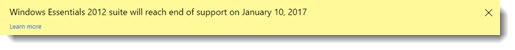 Windows Essentials - end of support January 2017