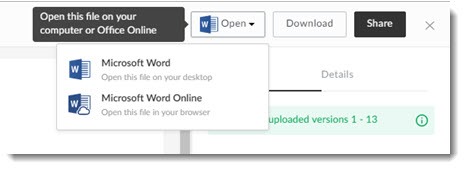 Box - open files to Word or Word Online