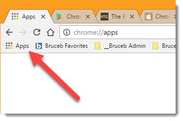 Chrome - Apps genväg på bokmärkesfältet