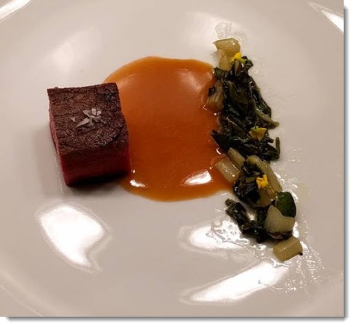 Shiizakana | “Aged” filet, red miso, chard