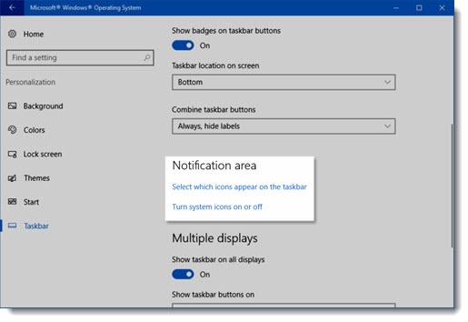 windows 10 move notification area