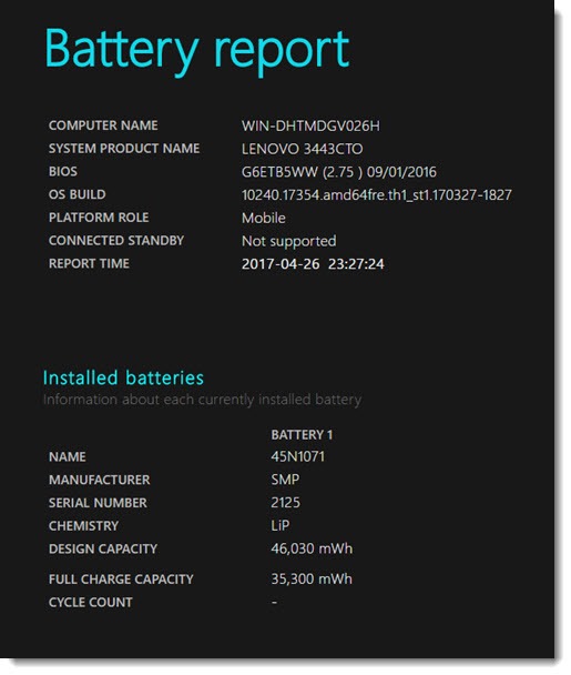 windows laptop battery health check