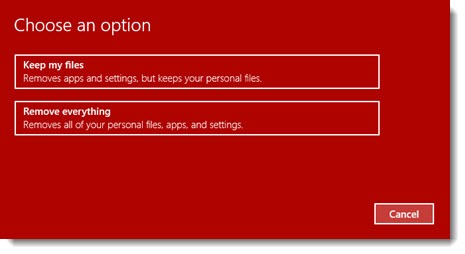 Windows 10 reset options