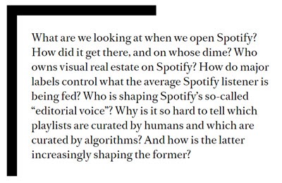 Spotify - questions about who controls its appearance and playlists