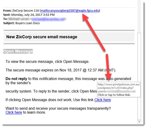 Security - phony Zixcorp message