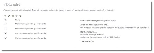 Wire transfer scam - Outlook rule to conceal messages