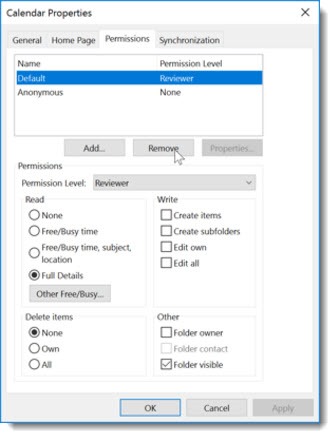 Outlook calendar properties