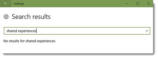 Windows 10 - Shared Experiences search