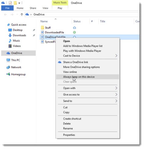 OneDrive Files On Demand - always keep on device