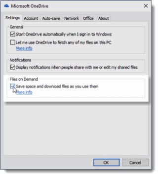 OneDrive Files On-Demand settings