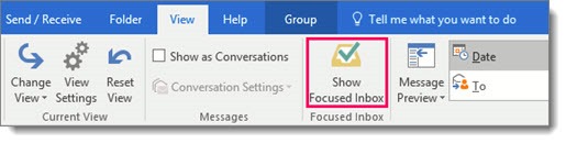 Outlook - show Focused Inbox