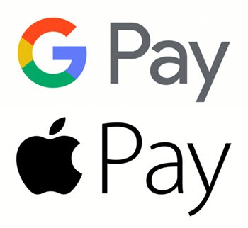 Google Pay, Apple Pay logos