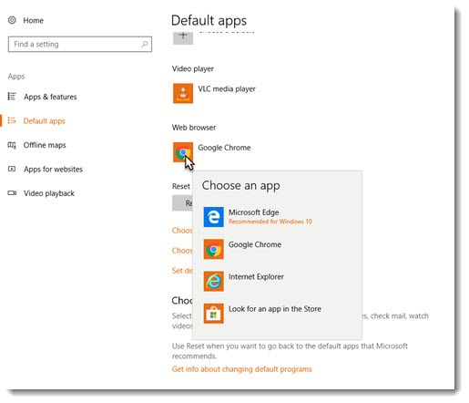 Windows 10 - change default web browser