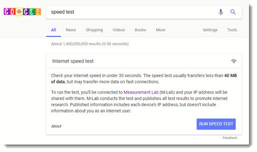 measure internet speed test