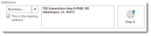 Outlook contact address - Map It