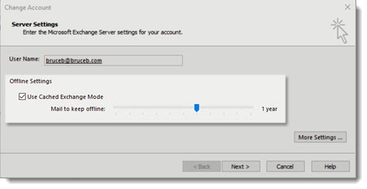 how to turn on cache mode in outlook 2016