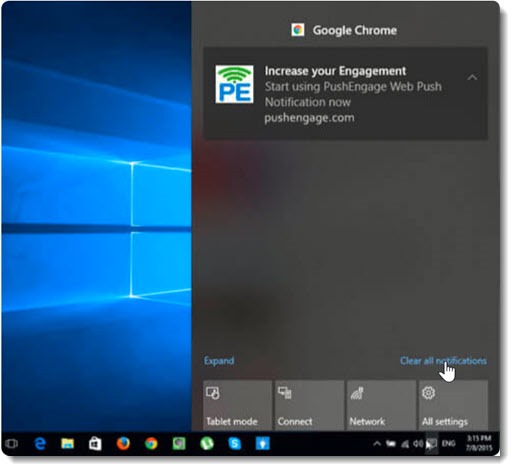 Chrome notification merged with Windows 10 notifications
