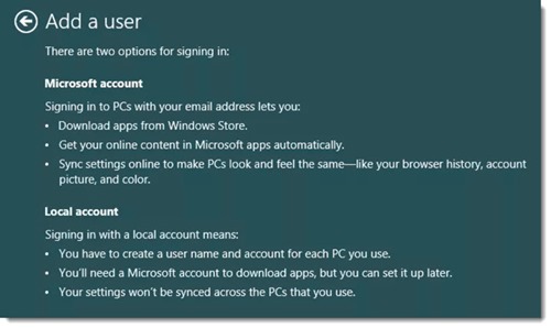 Microsoft account versus local account