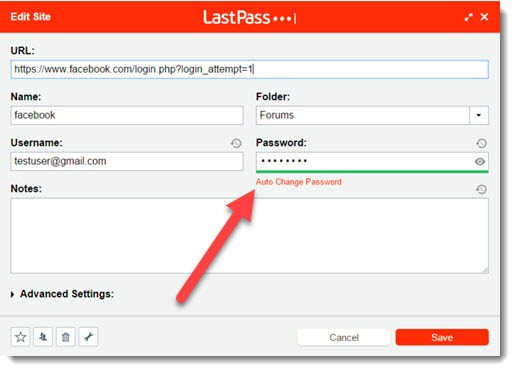 LastPass automatically update passwords