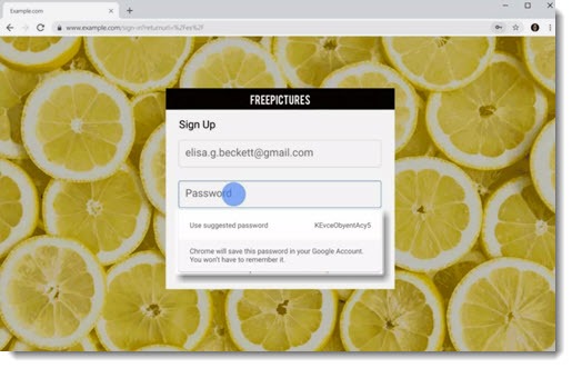 Chrome will suggest complex password